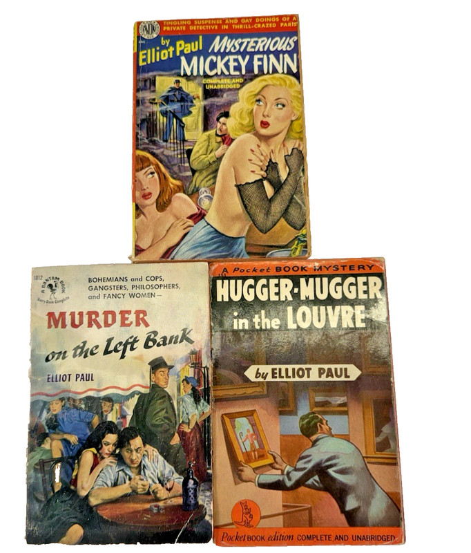 Vintage Elliot Paul Mystery PB Lot Mickey Finn Left Bank Louvre Pulp