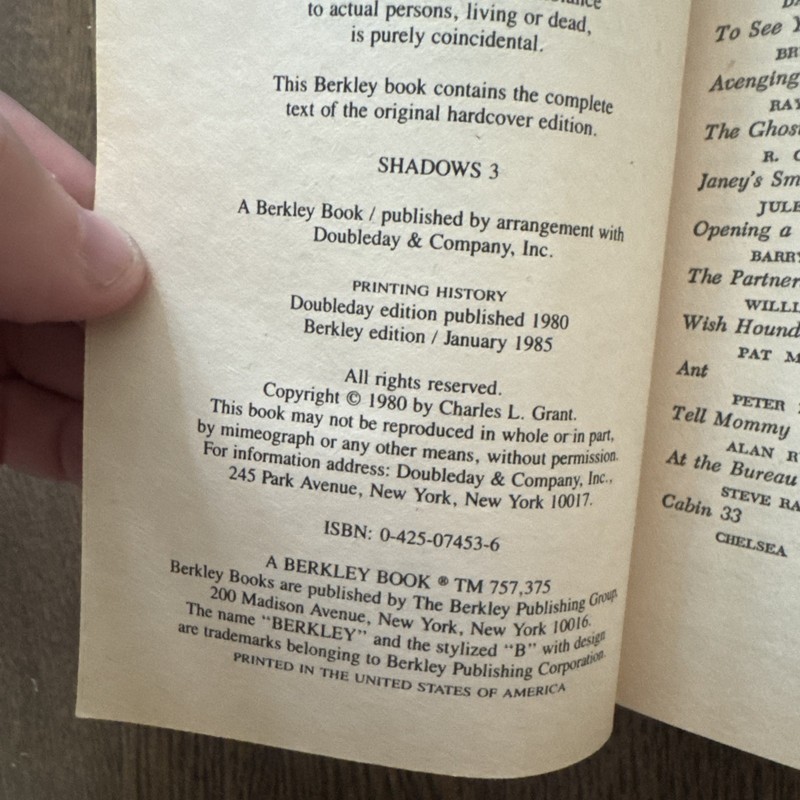 Shadows 3 Charles L. Grant 1985 Paperback PB Horror gallery