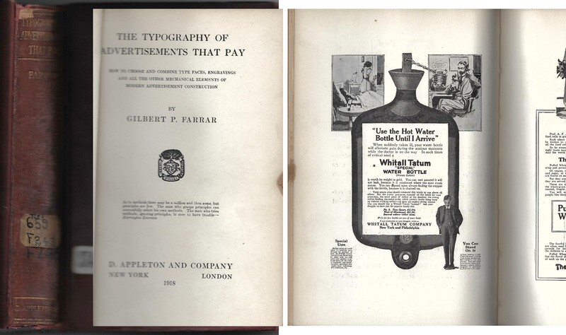 THE TYPOGRAPHY OF ADVERTISEMENTS THAT PAY Farrar 1918 Appleton NOT A REPRINT
