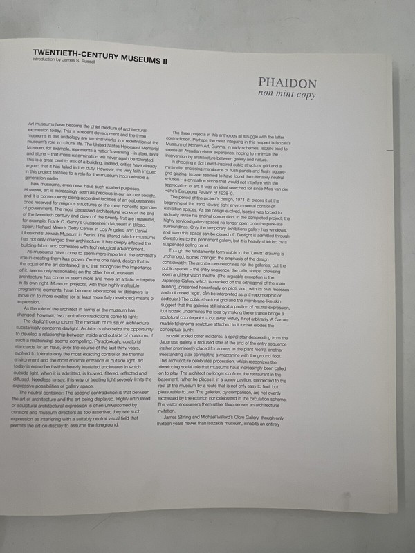 Twentieth Century Museums II, Phaidon Press; Modern 20th Century Architecture 3s gallery
