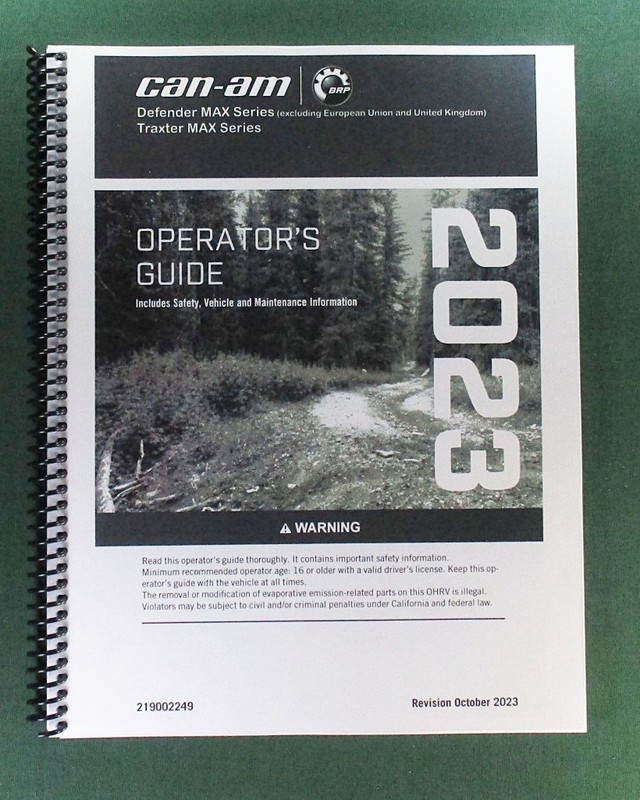 2023 Can-Am Traxter Max DPS HD9 Owner’s Manual: 252 Pages & Protective Covers