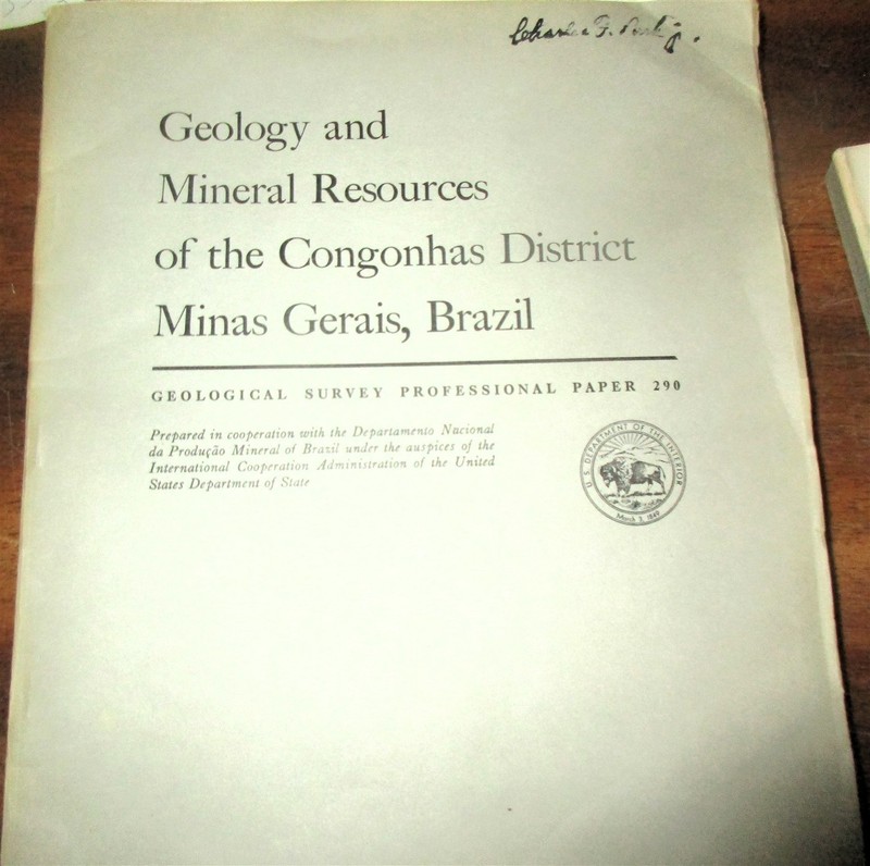 GEOLOGY BRAZIL MINAS GERAIS MINING REGION CONGOHAS DISTRICT MINERALS ORES