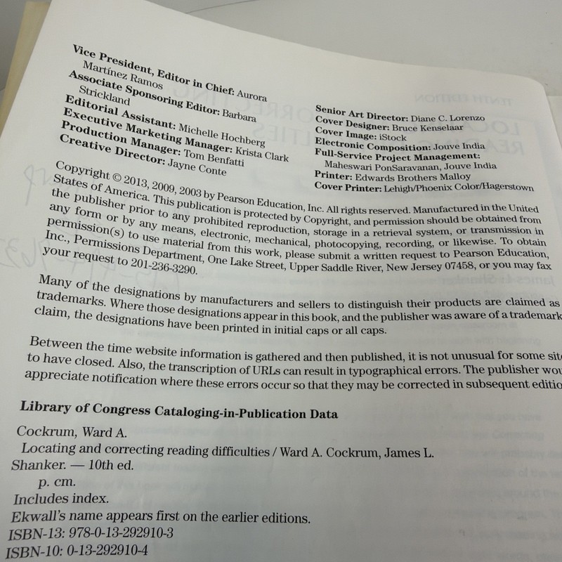 Locating and Correcting Reading Difficulties 10th Edition 2013 Paperback gallery