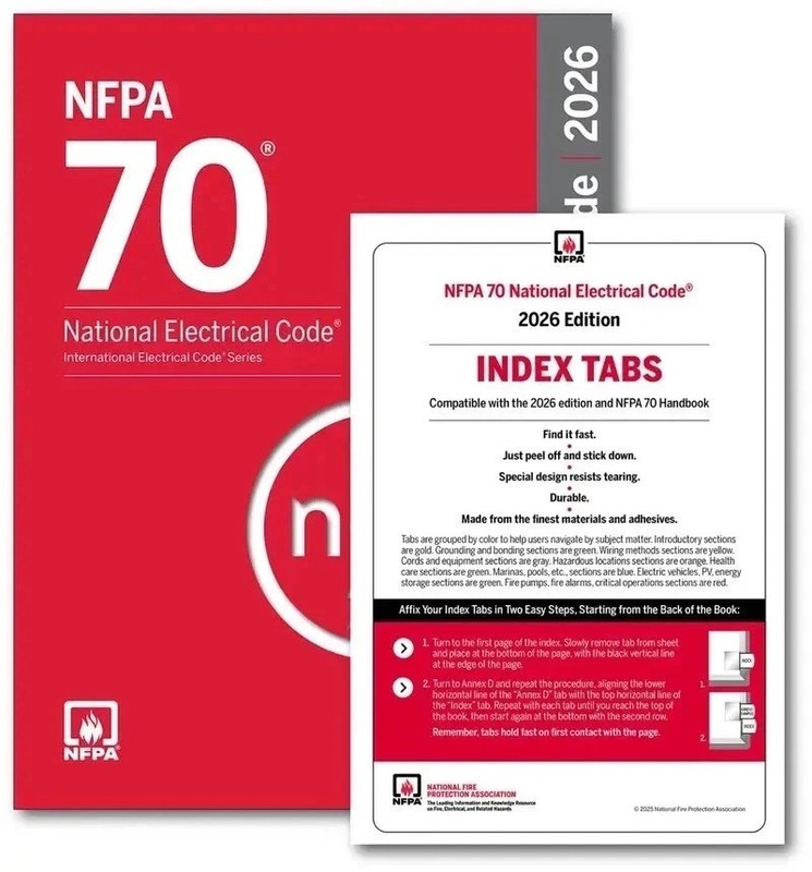 NFPA 70 National Electrical Code NEC 2026 Edition + Index tab Free Ship