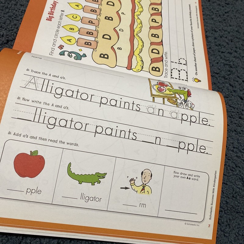 Scholastic - Kindergarten Workbook with 48 Motivation , Stickers,new, 392 Pages gallery