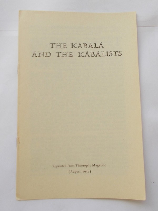 Kabala and the Kabalists 1937 Pamphlet Reprint Theosophy Hebrew Mystics Occult