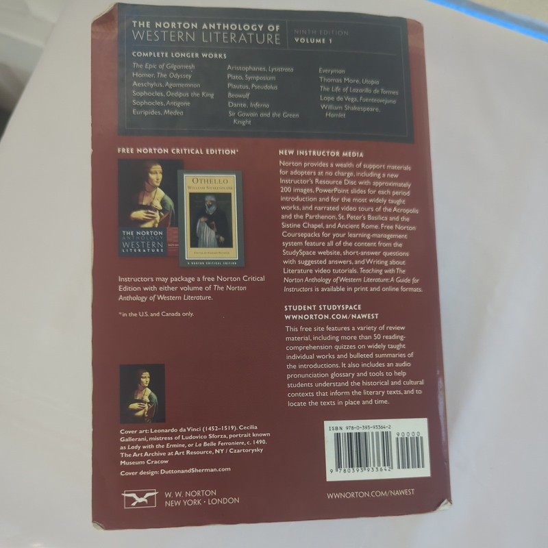 Norton Anthology of Western Literature 9th Edition, Vol. 1 - PB - FREE SHIPPING! gallery