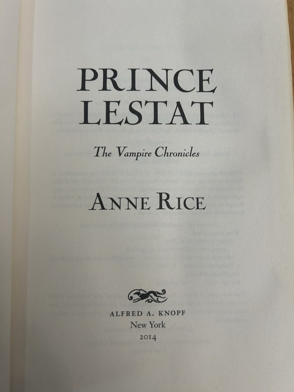 Prince Lestat: Vampire Chronicles Anne Rice (2014, Hardcover) Signed Auto Copy gallery