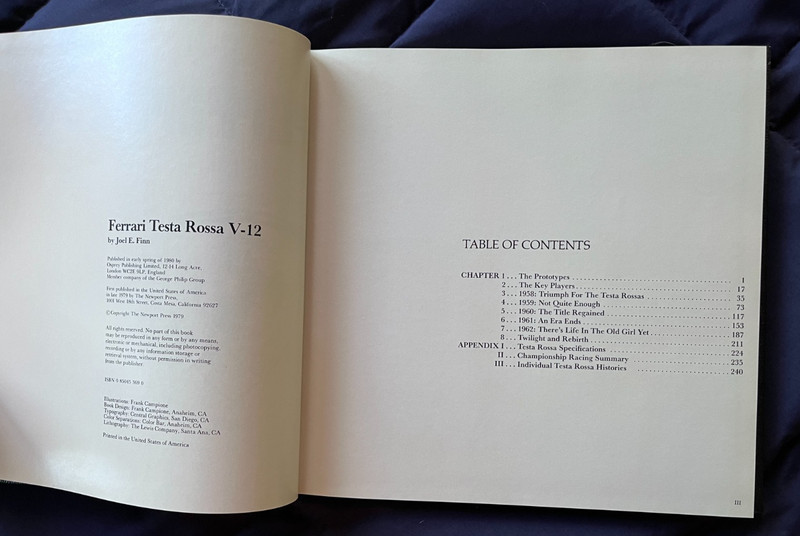 Ferrari Testa Rossa V-12 Classic Hardbound by Joel E. Flnn New! gallery