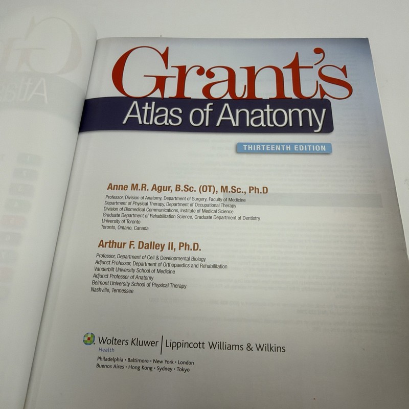 Grant's Atlas of Anatomy, Agur, Anne M.R., Ph.D.,Dalley, Arthur F., II, Ph.d., gallery