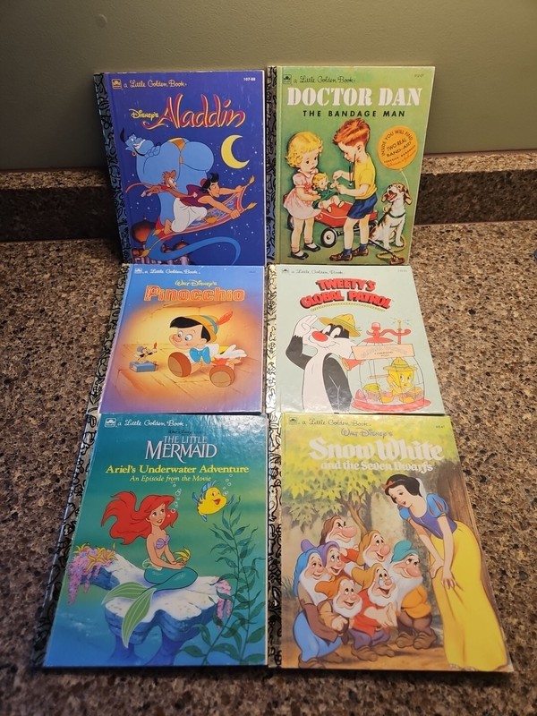 A Little Golden Book ALADDIN, Snow White, PINOCHIO, Set Of 6 VINTAGE