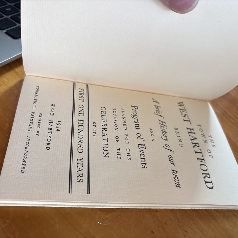 The Town of West Hartford Centennial History & Program of Events 1954 CT gallery