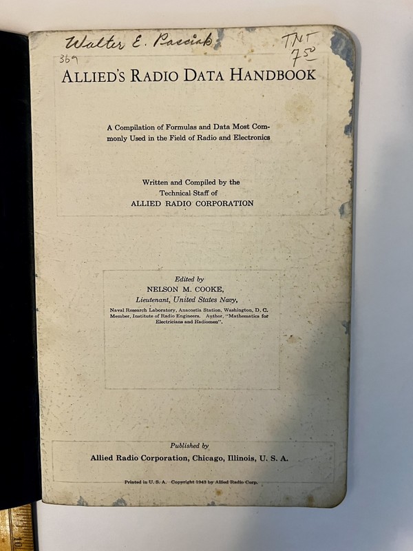 Allied’s Radio Data Handbook Copyright 1943 Vintage
