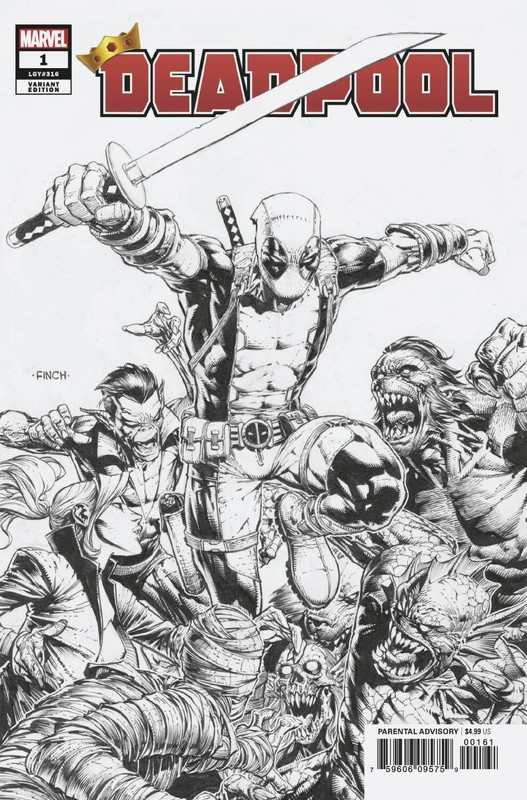 DEADPOOL #1 (2019) – 1:100 FINCH SKETCH Cover Variant- New Bagged