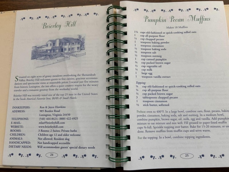 Virginia Bed Breakfast Cookbook 2005 spiral hardback 325 pages gallery