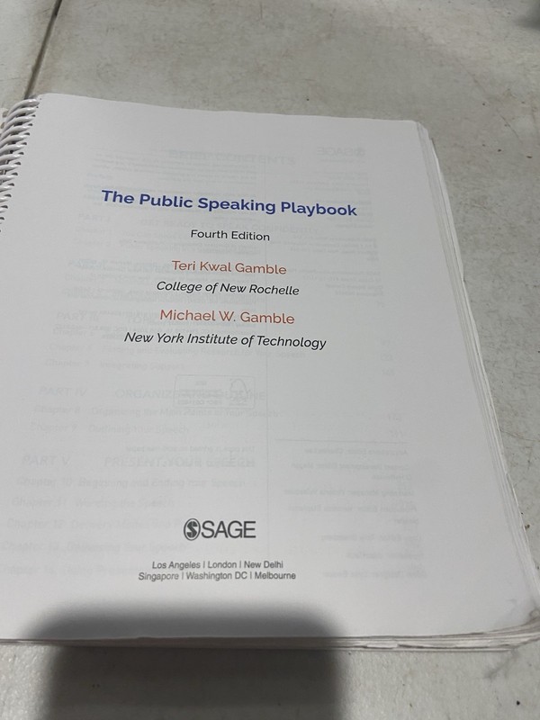 The Public Speaking Playbook Spiral Teri Kwal, Gamble, Michael W. Acceptable gallery