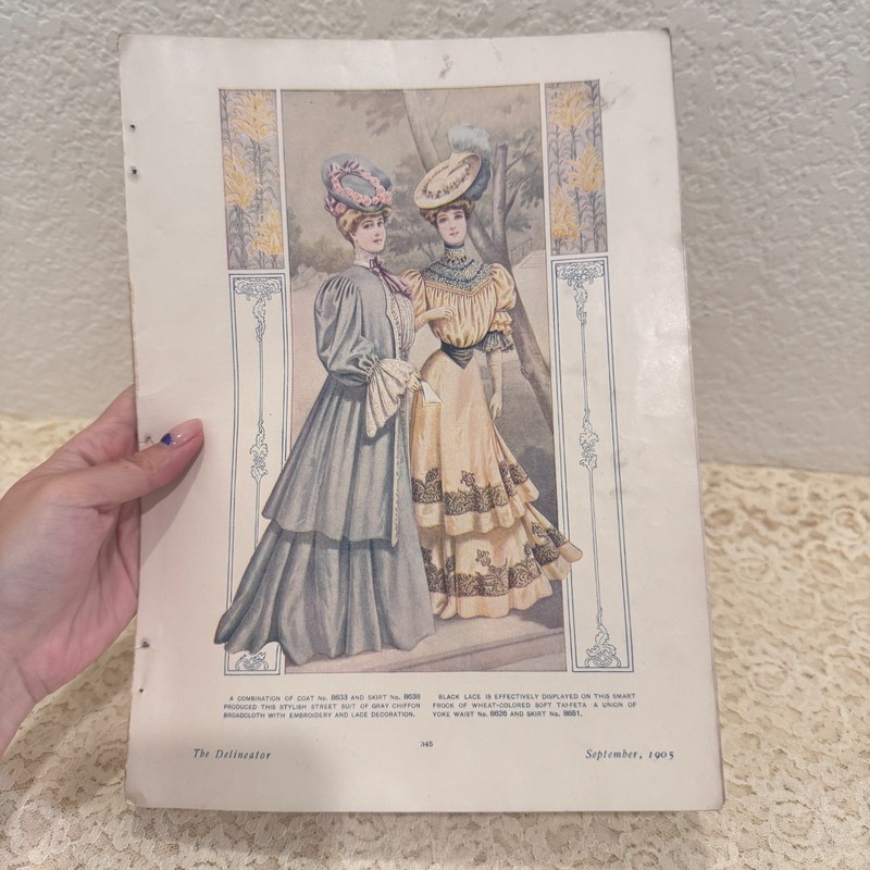 Lot 4 Antique 1905 The Delineator Color Fashion Plates Edwardian Ephemera gallery