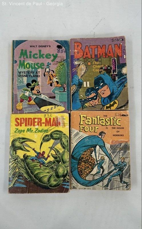 VTG 1960-1970s Whitman Big Little Book Spider-Man Batman Mickey Mouse Fantastic4