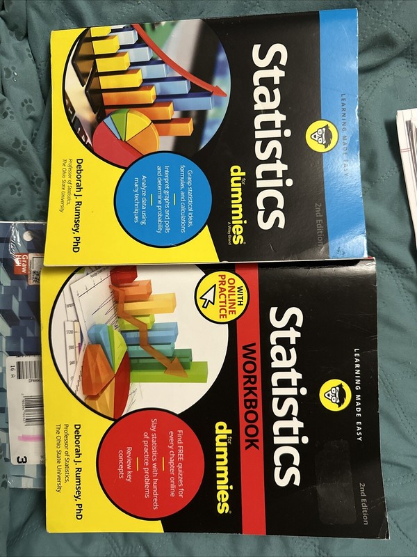 Statistics For Dummies AND Statistics Workbook By Rumsey, Deborah J. EUC