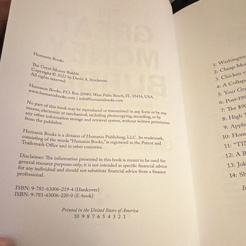 Great Money Bubble by David A. Stockman Humanix Books Hardcover Inflation 2022 gallery