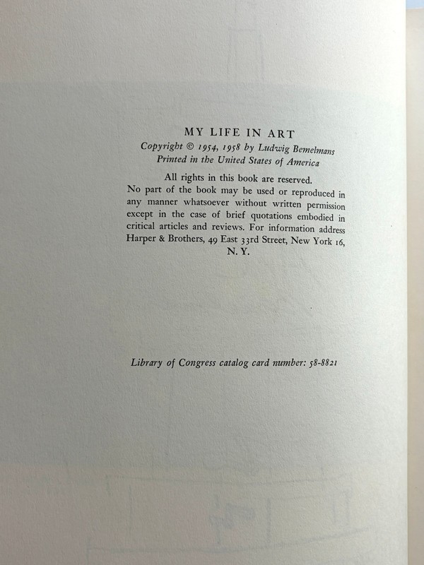Ludwig Bemelmans: My Life In Art 1958 1st Edition gallery