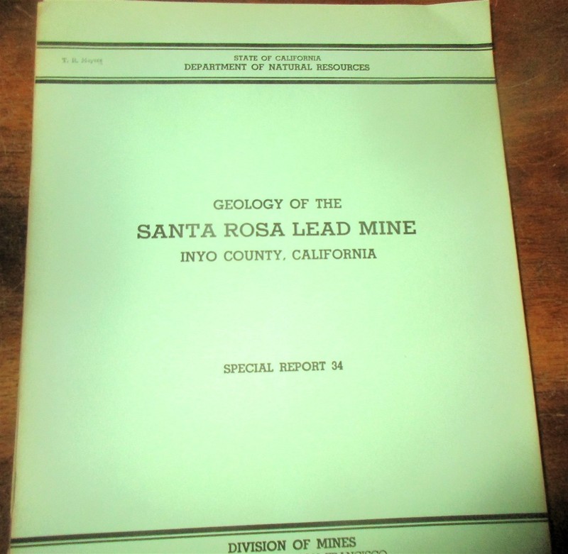 GEOLOGY SOUTHERN CALIFORNIA INYO COUNTY MINERALS SANTA ROSA LEAD SILVER MINE