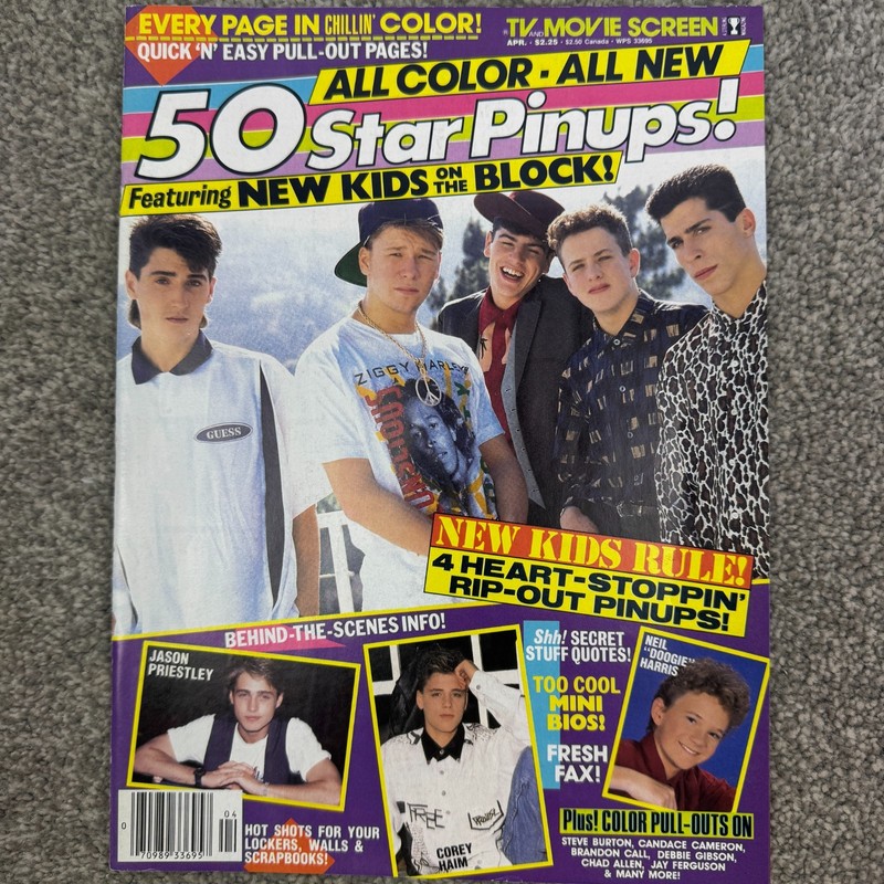 TV & Movie Screen 50 Star Pinups Magazine April 1990 NKOTB Haim Priestly Phoenix