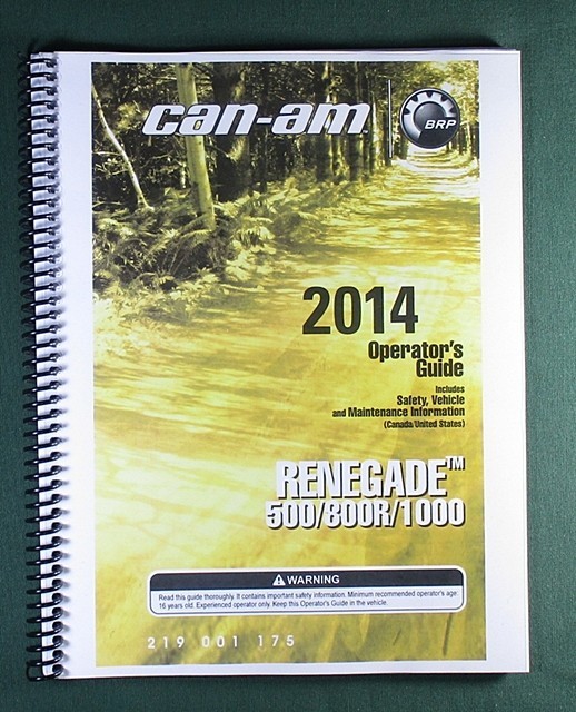 2014 Can-Am Renegade 1000 Owner’s Manual: 152 Pages & Protective Covers