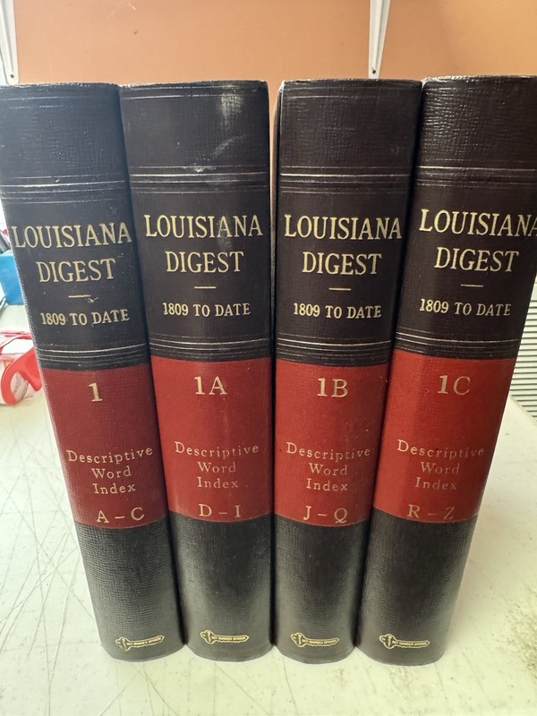 4 Lot West’s Louisiana Digest 1809 To Date 1981 Descriptive Word Index A-Z