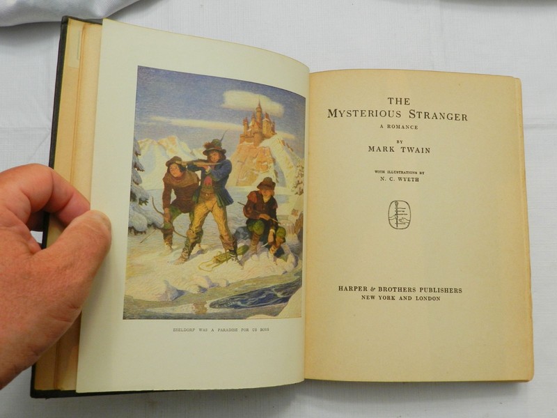 1924, The Mysterious Stranger by Mark Twain, HB Harper & Bros, NC WYETH ILLUS VG gallery