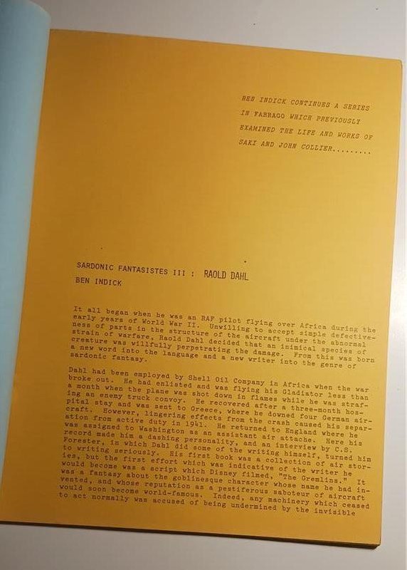 FARRAGO SF FANZINE #6 1977 DONN BRAZIER WILLIAM ROTSLER BEN INDICK RAOLD DAHL gallery