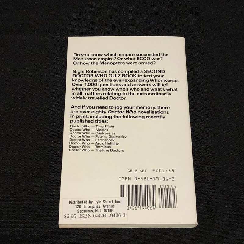 The Second DOCTOR WHO Quiz Book Nigel Robinson Vintage TARGET Paperback UK 1st gallery