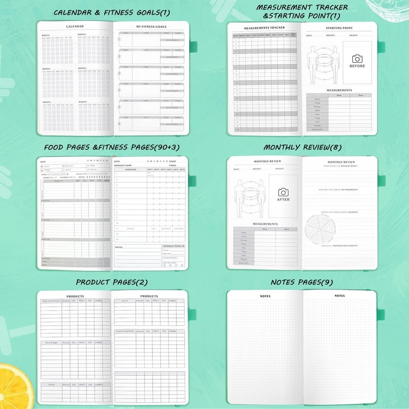 Food and Fitness Journal Hardcover Wellness Planner Workout Journal for Women... gallery