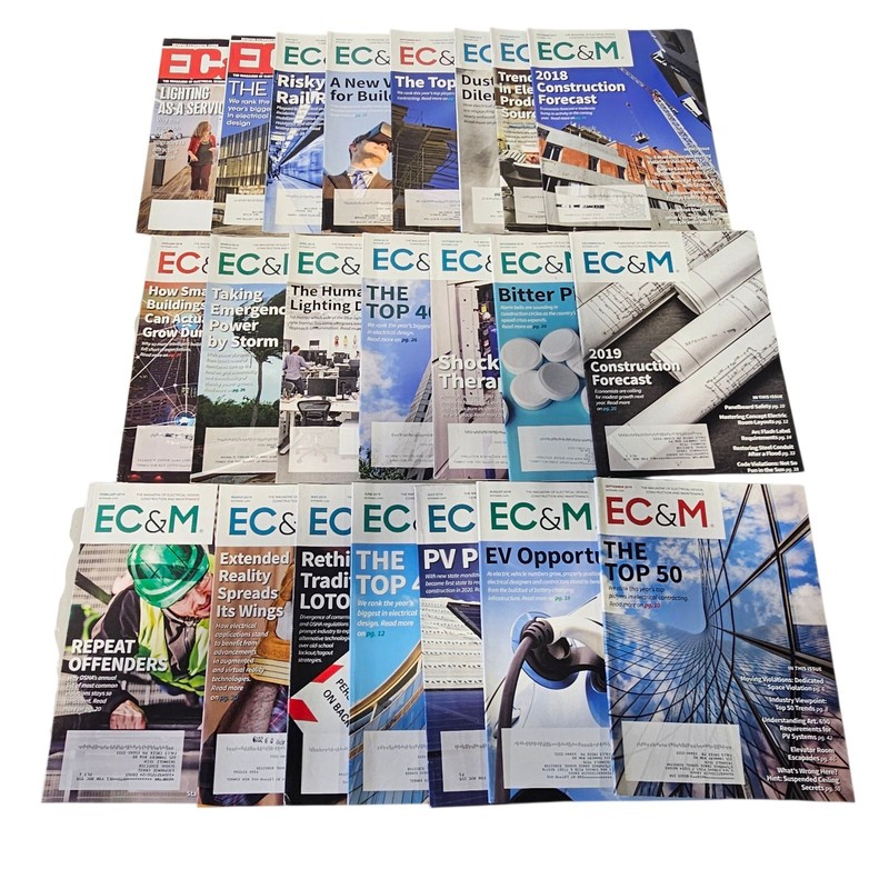 Lot of 22 EC&M (Electrical Design, Construction & Maintenance)Magazines 2017-19