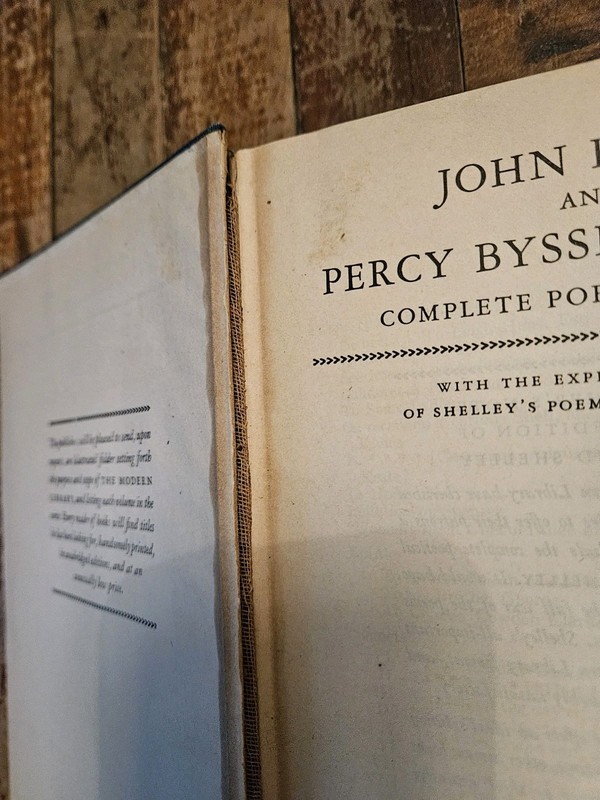 Complete Poems of KEATS and SHELLEY, Giant Modern Library, H. Wolff, circa 1930s gallery