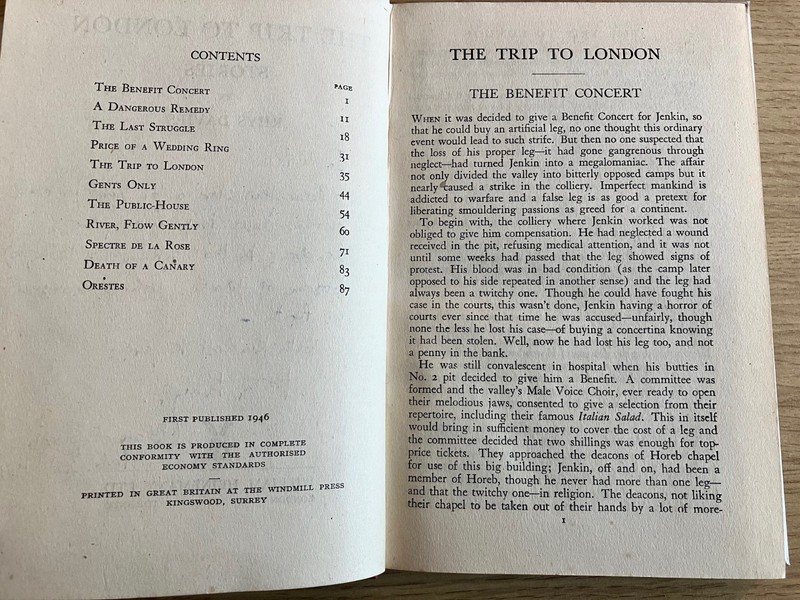 1946 THE TRIP TO LONDON Short Stories By RHYS DAVIES Inscribed 1st Edition + D/W gallery