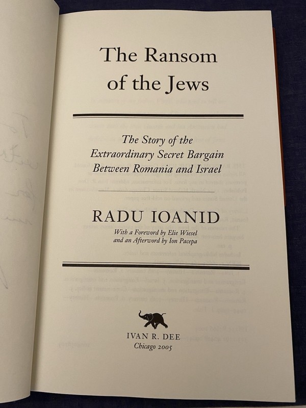 SIGNED The Ransom of the Jews Romania Radu Ioanid HC Dust Jacket 2005 Rare gallery