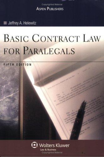 Basic Contract Law for Paralegals by Jeffrey A. Helewitz