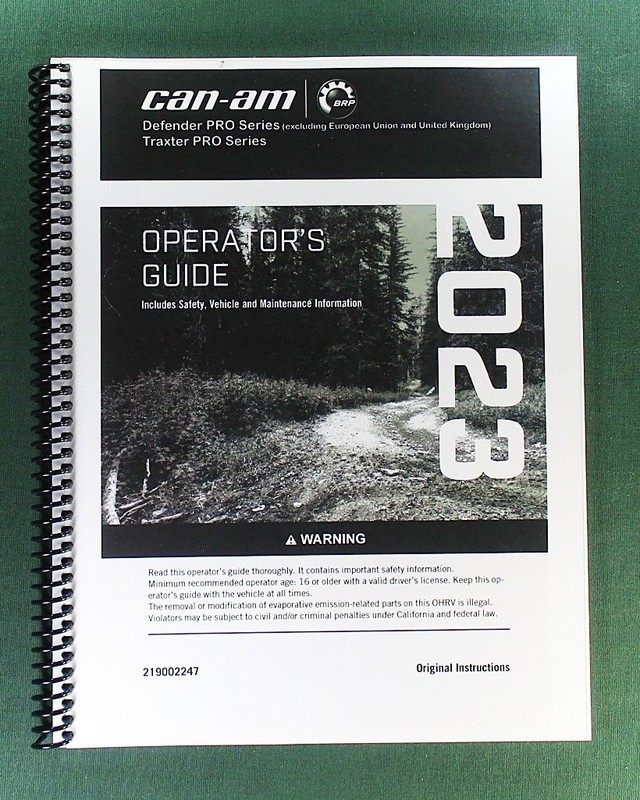 2023 Can-Am Defender Pro DPS HD10 Owner’s Manual: 234 Pages & Protective Covers