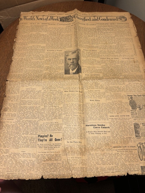 1912 Farmers’ Weekly Dispatch Newspaper March 14 Antique Original Paper USA B4