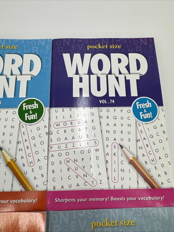 Lot Of 4 Papp Word Hunt Word Search Pocket Size Books NEW vol. 73-76 gallery
