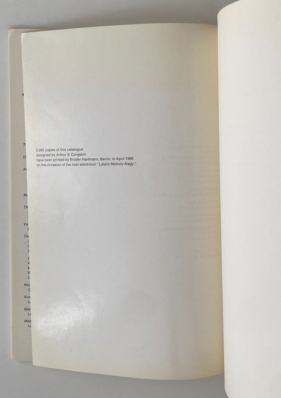 Laszlo Moholy-Nagy Catalog of 1969 exhibition Museum of Contemporary Art Bauhaus gallery