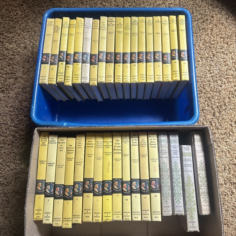 Lot 37 vintage Nancy Drew Books Carolyn Keene Yellow Grey