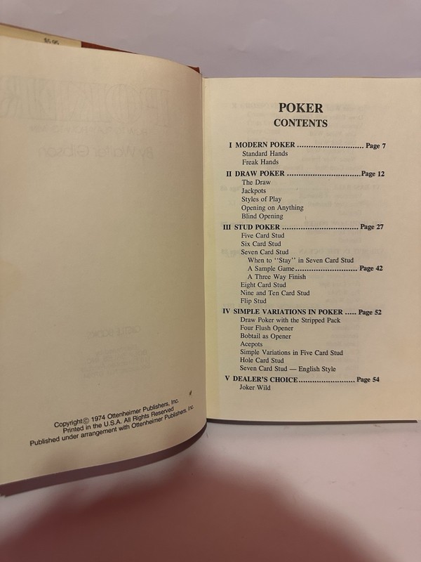RARE- POKER How to Play-How to Win By Walter Gibson -1974- Castellano Books- HC gallery