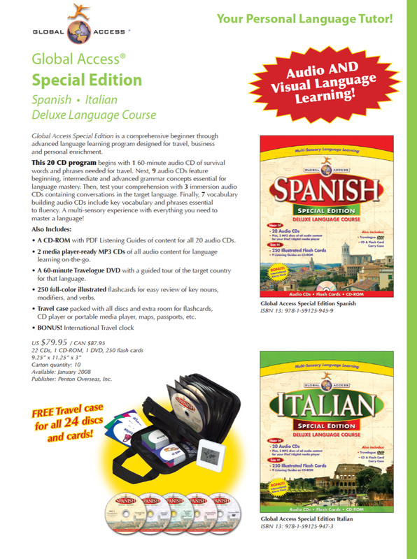 NEW Spanish 20 CD 3 Level Audio Program + Case + Flashcards from Penton Overseas gallery