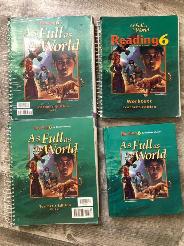 BJU Reading 6 As Full as the World 2nd TEACHER EDITION 1 & 2 WORKTEXT ANSWER KEY