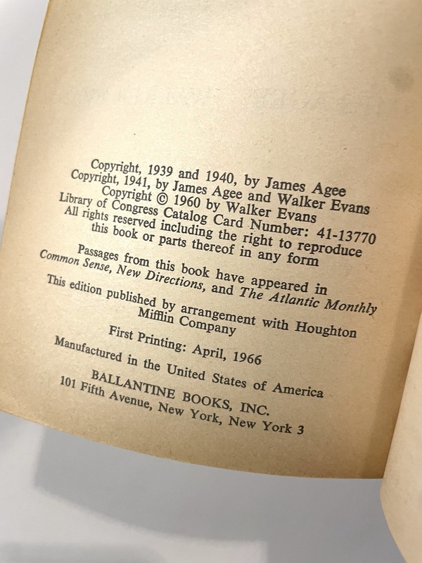 Let Us Now Praise Famous Men Walker Evans, James Agee Soft back 1960 gallery