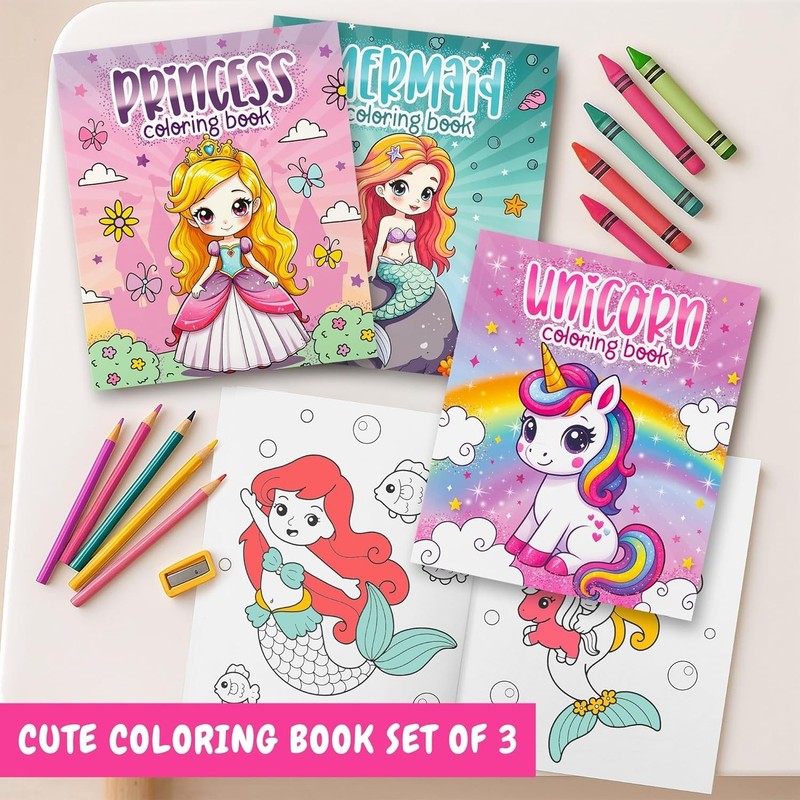 Magical 3-In-1 Coloring Book Set for Little Girls: 4-8 Joyful Creations gallery