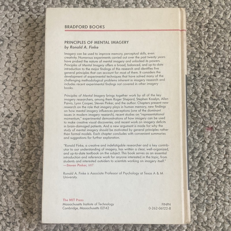 The MIT Press Bradford Books Principles of Mental Imagery Finke Hardcover 1989 gallery