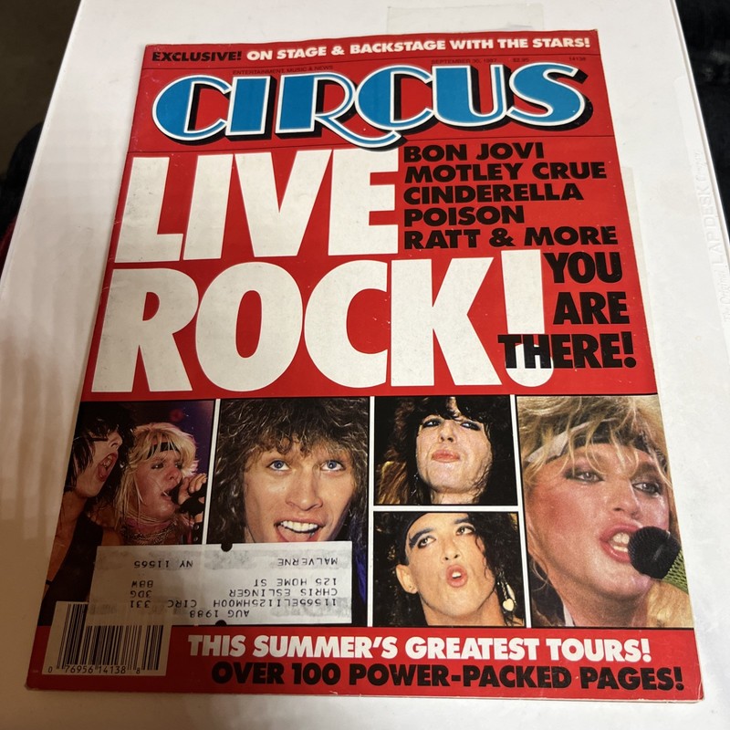 CIRCUS MAGAZINE Sept.30,1987 LIVE ROCK ,BON JOVI ,POISON,CINDERELLA 114 Pages